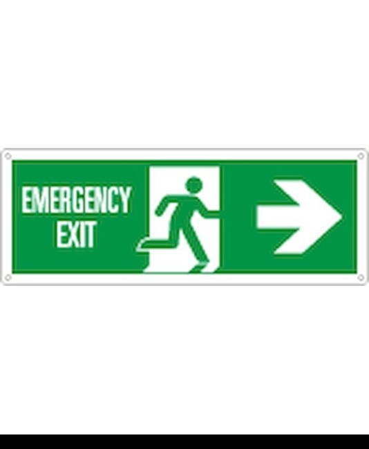 Cartello con scritta 'emergency exit destra'