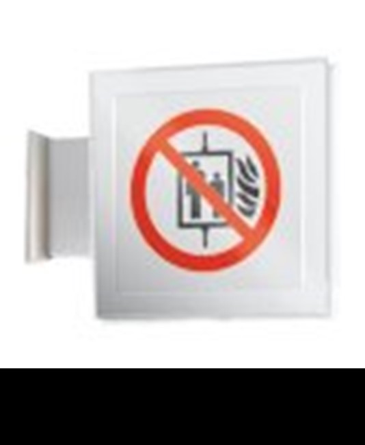 Cartello di divieto bifacciale a bandiera 'vietato usare l'ascensore'
