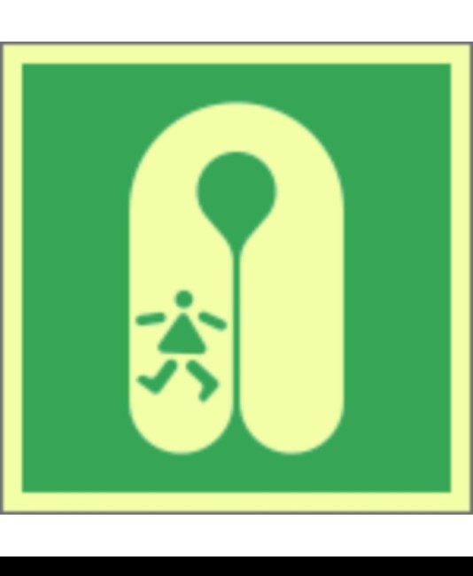 Cartello di sicurezza marittimo fotoluminescente con simbolo lifejacket per bambini