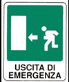 Cartello 'uscita di emergenza a sinistra