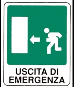 Cartello 'uscita di emergenza a sinistra