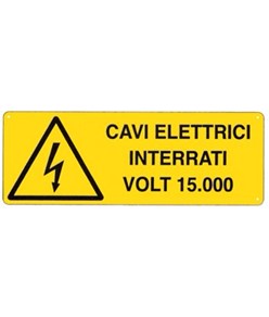 Confezione 5 etichette adesive 'cavi elettrici interrati volt 15.000'