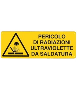 etichette adesive  'pericolo di radiazioni ultraviolette da saldatura