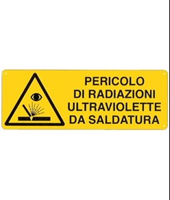 etichette adesive  'pericolo di radiazioni ultraviolette da saldatura