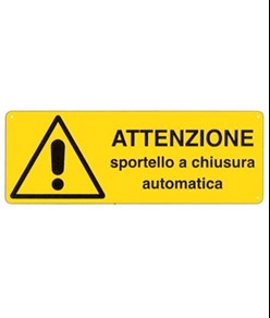 etichette adesive 'attenzione sportello a chiusura automatica'