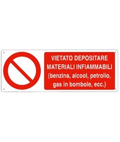 Cartello vietato  depositare materiali infiammabili