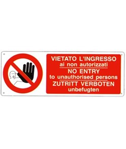 etichette adesive 'vietato l'ingresso ai non autorizzati/no entry...' multilingua, dimensioni 350 x 125mm