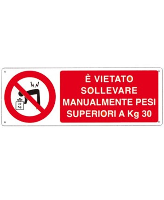 Cartello vietato  sollevare manualmente pesi superiore a 30 kg