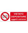 etichette adesive 'vietato depositare oggetti estranei', dimensioni 350 x 125mm