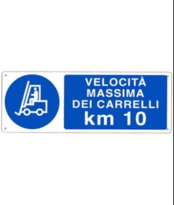 Cartello  velocità mssima dei carrelli KM 10