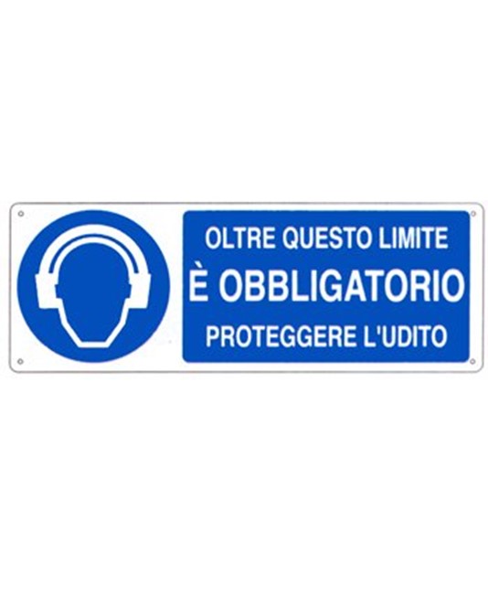 Cartello oltre questo limite è obbligatorio proteggere l'udito Cartello oltre questo limite è obbligatorio proteggere l'udito