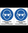 Adesivo 'è obbligatorio usare occhiali e schermo'