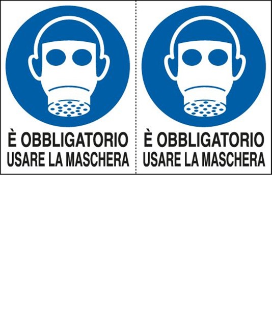 Adesivo 'è obbligatorio usare la maschera' Adesivo 'è obbligatorio usare la maschera'