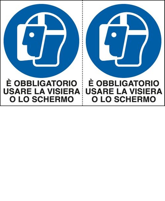 Adesivo 'è obbligatorio usare la visiera o lo schermo' Adesivo 'è obbligatorio usare la visiera o lo schermo'