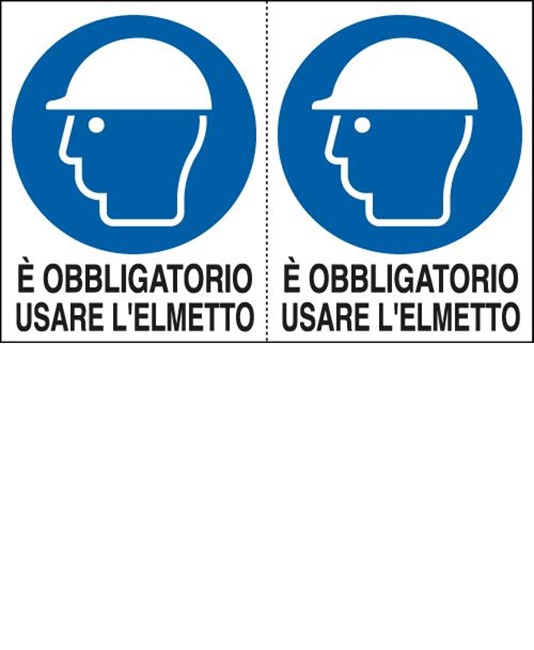 Adesivo 'è obbligatorio usare l'elmetto' Adesivo 'è obbligatorio usare l'elmetto'