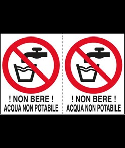 Adesivo '!non bere! acqua non potabile'