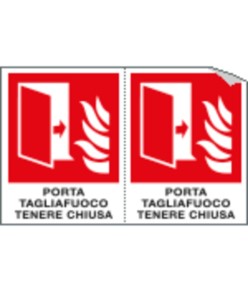 Etichette adesive 'porta tagliafuoco tenere chiusa'