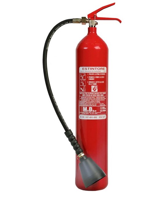 Estintore a CO2 con classe di fuoco 113B da 5kg con bombola in acciaio Estintore a CO2 con classe di fuoco 113B da 5kg con bombola in acciaio