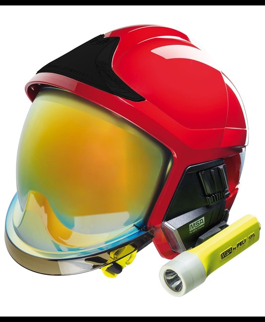 Casco antincendio Vigili del Fuoco MSA Safety Gallet F1 XF visiera dorata