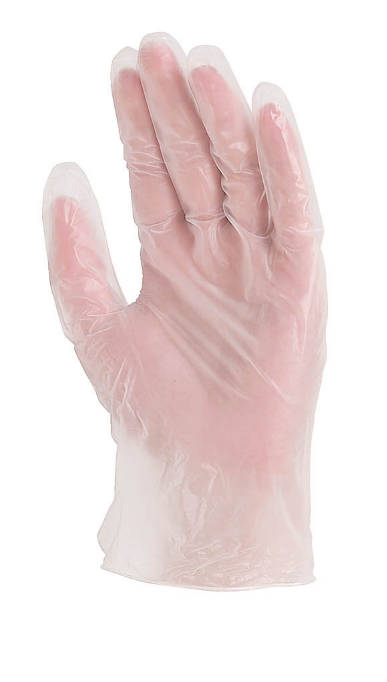 box da 100 guanti in vinile trasparente interno polverato