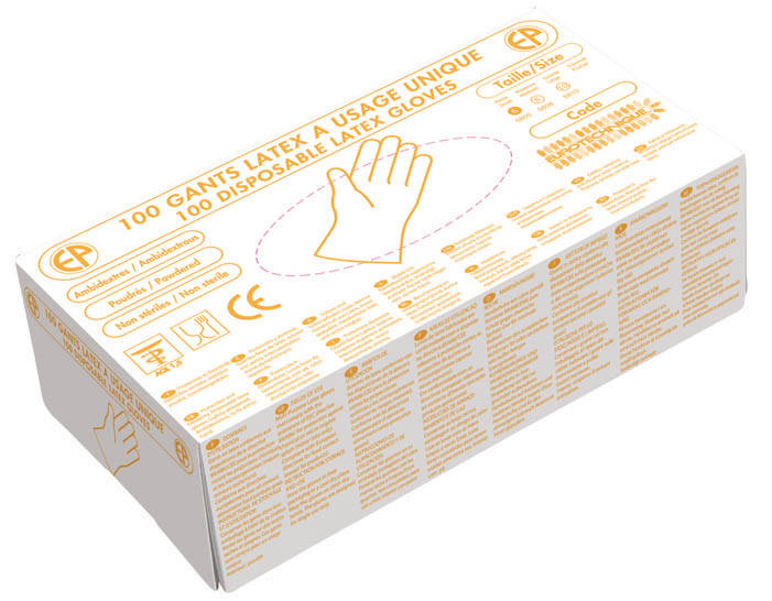 box da 100 guanti monouso in lattice