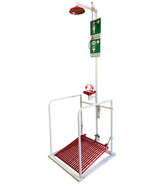 Doccia lavaocchi di emergenza a pedana Safemax Doccia lavaocchi di emergenza a pedana Safemax