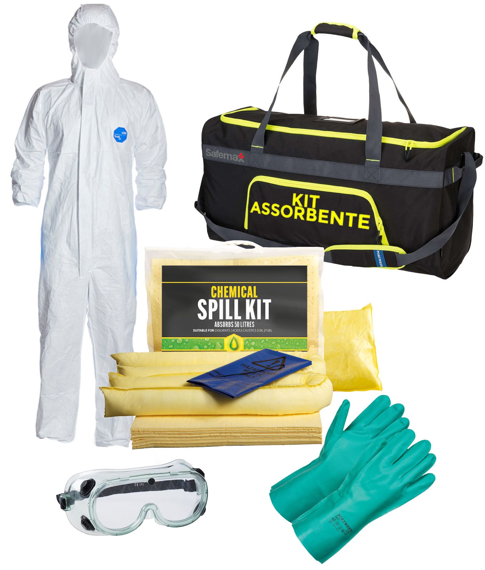 Kit prodotti assorbenti per liquidi chimici Safemax