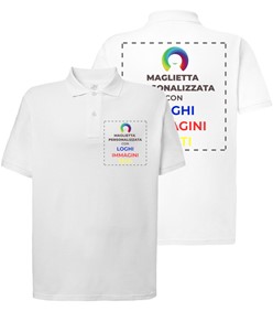 Polo personalizzata con stampa lato cuore e schiena Polo personalizzata con stampa lato cuore e schiena