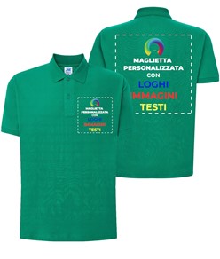 Polo personalizzata con stampa lato cuore e schiena Polo personalizzata con stampa lato cuore e schiena