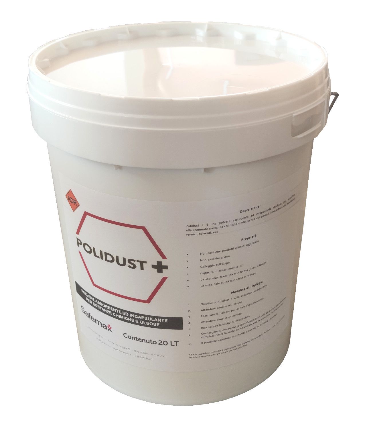 Polvere assorbente per sostanze chimiche e oleose Safemax Polidust+