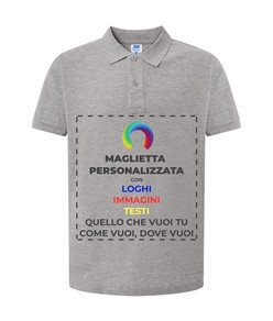 Polo personalizzata da uomo stampa fronte Polo personalizzata da uomo stampa fronte