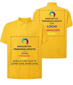 Polo personalizzata con stampa fronte e schiena Polo personalizzata con stampa fronte e schiena