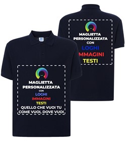 Polo personalizzata con stampa fronte e schiena Polo personalizzata con stampa fronte e schiena