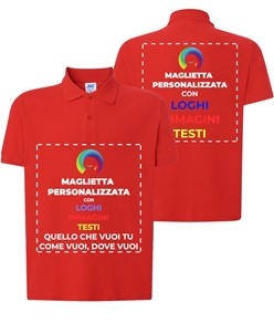 Polo personalizzata con stampa fronte e schiena Polo personalizzata con stampa fronte e schiena