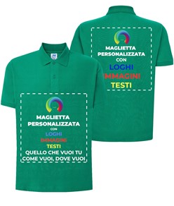 Polo personalizzata con stampa fronte e schiena Polo personalizzata con stampa fronte e schiena