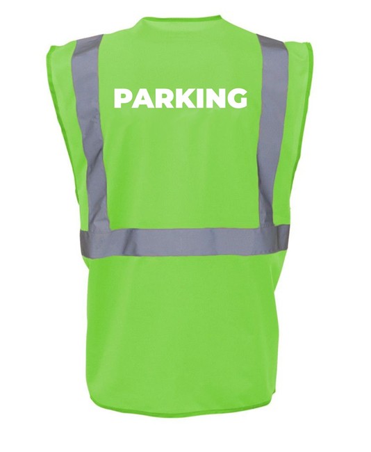 Gilet alta visibilità Safemax con scritta PARKING in offerta Gilet alta visibilità Safemax con scritta PARKING in offerta