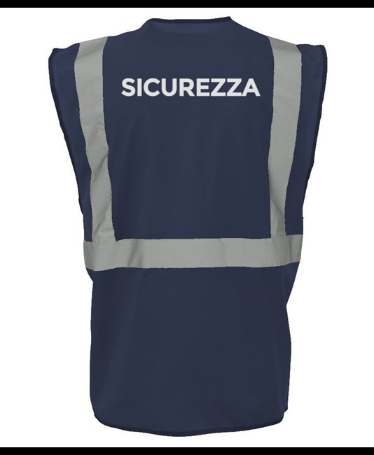 Gilet blu multitasche Safemax per Servizio di Sicurezza