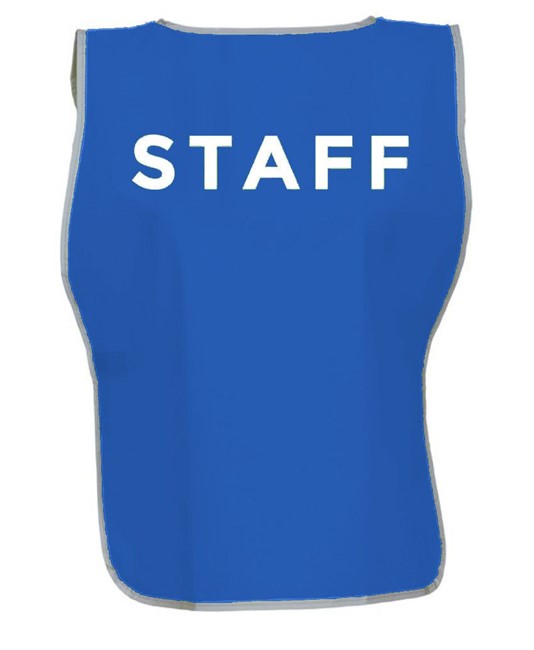 Pettorina blu ad alta visibilità Safemax con scritta STAFF Pettorina blu ad alta visibilità Safemax con scritta STAFF