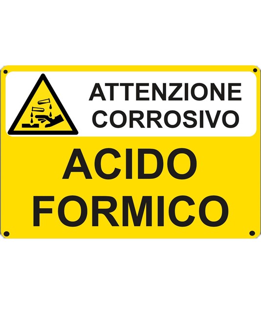 Cartello per sostanze pericolose 'attenzione corrosivo acido formico' Cartello per sostanze pericolose 'attenzione corrosivo acido formico'