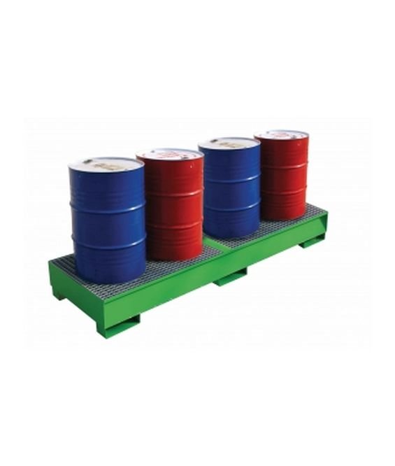 Vasca di raccolta in acciaio per 4 fusti