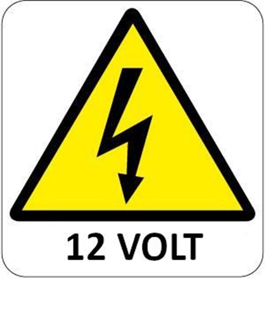 Cartello di pericolo '12 volt'