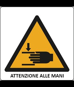 Cartello di pericolo 'attenzione alle mani'