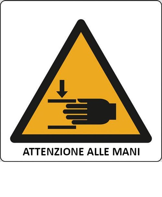 Cartello di pericolo 'attenzione alle mani' Cartello di pericolo 'attenzione alle mani'