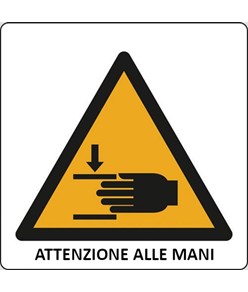 Cartello di pericolo 'attenzione alle mani'
