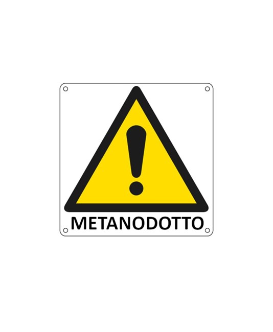 Cartello di pericolo 'metanodotto' Cartello di pericolo 'metanodotto'