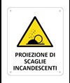 Cartello di pericolo 'proiezione dii scaglie incandescenti'