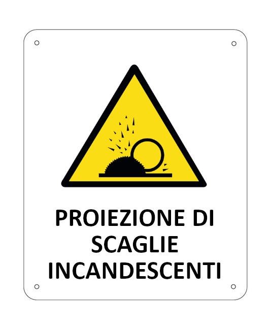 Cartello di pericolo 'proiezione dii scaglie incandescenti' Cartello di pericolo 'proiezione dii scaglie incandescenti'