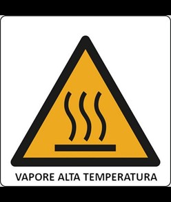 Cartello di pericolo 'vapore alta temperatura'