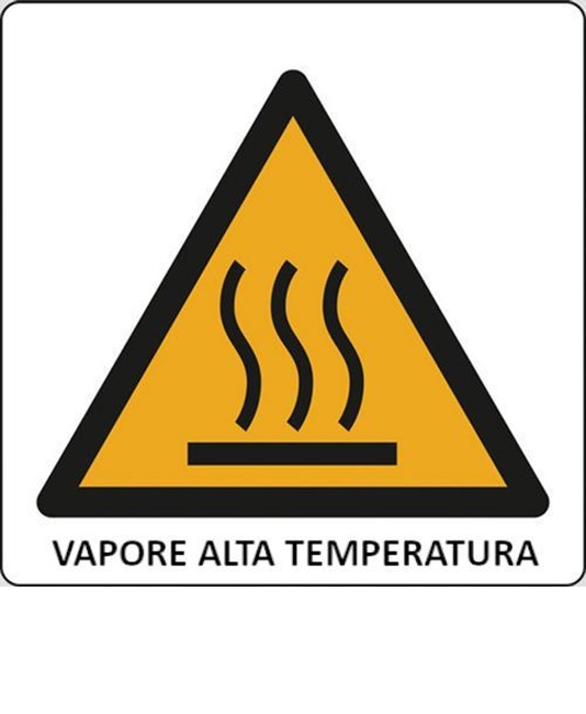 Cartello di pericolo 'vapore alta temperatura' Cartello di pericolo 'vapore alta temperatura'