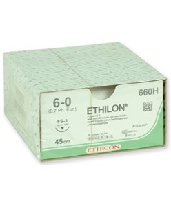 Sutura monofilamento ago 19 mm  Ethilon Sutura monofilamento ago 19 mm  Ethilon